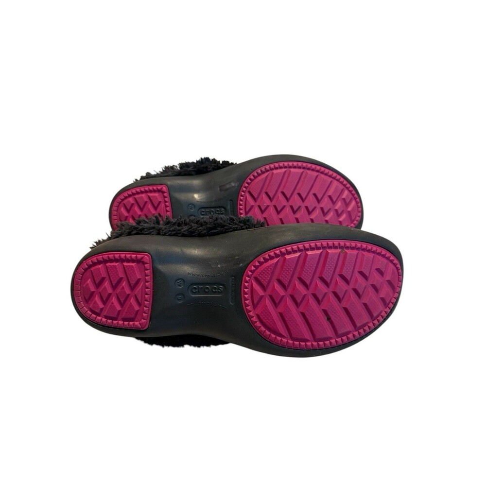 Crocs Cozy Goth Y2K Fleece Lined Clogs Black Pink Sole Slippers Size 9 - Picture 6 of 7